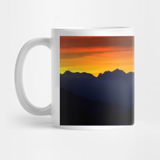 Sunset over the mountains Mug